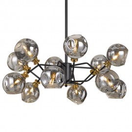 Telbix-Annabel PE8-BK, PE12-BK Pendant-Black/Antique brass/Smoke Glass    