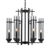 Telbix-Burgess 6 Light & 12 Light Pendant - Antique Black/Smoke 