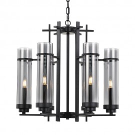 Telbix-Burgess 6 Light & 12 Light Pendant - Antique Black/Smoke 